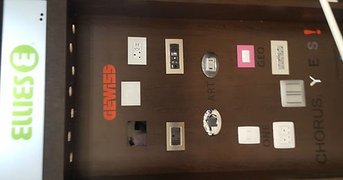 Display of light switches and electrical fittings